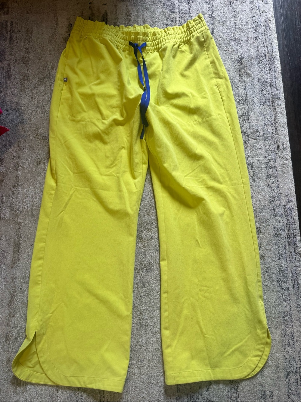 Figs Vibrant Yellow Drawstring Wide-Leg Scrubs